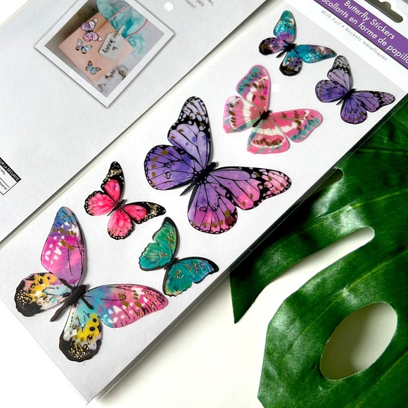 🆕 NEW 3D Self-Adhesive Butterfly Stickers with foil (7 pieces) - Picture 1 of 15